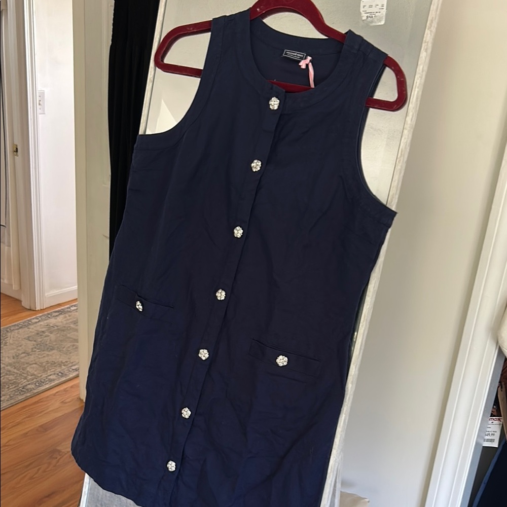 Vineyard Vines Navy Mini Dress with White Button Details